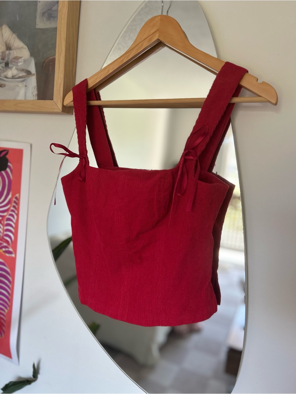 Red Square-Neck Corduroy Top